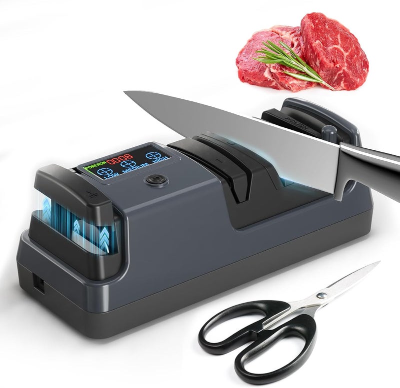 Newise 5-in-1 Electric Knife Sharpener for Kitchen Knives, with 100% Diamond Abrasives, 3 Adjustable Speeds, Quickly Sharpening for Straight/Serrated/Kitchen Knives, Scissors - Image 1